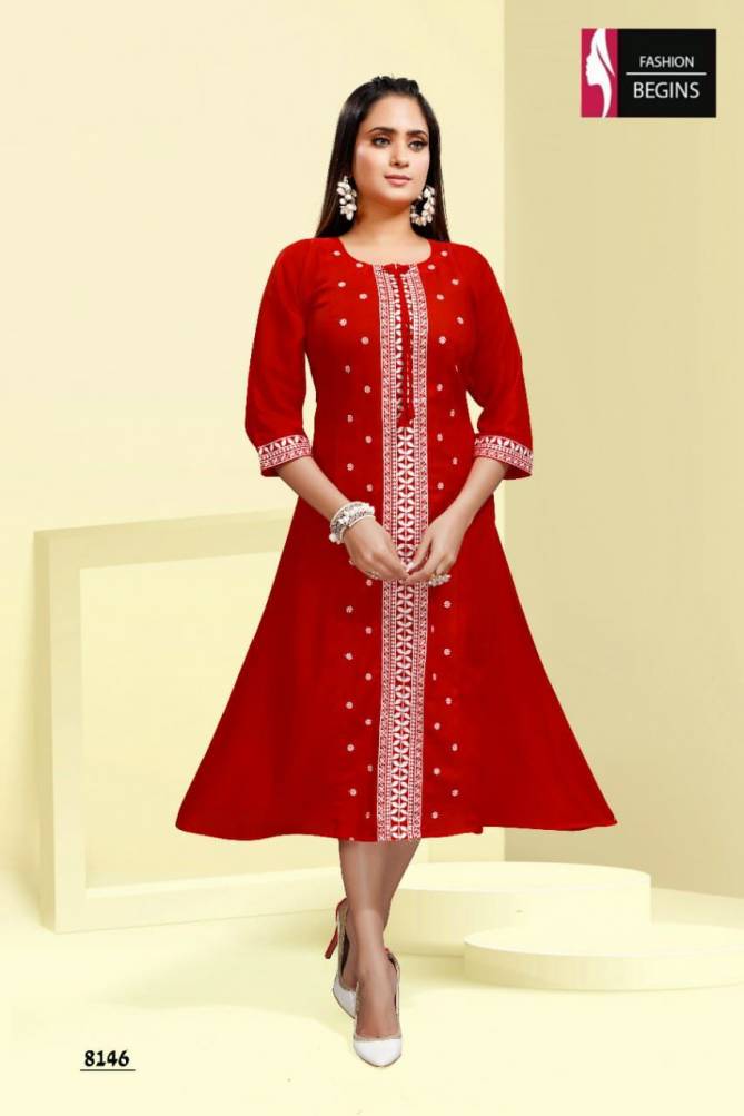 Lata Fashion begins Fancy Ethnic Wear Rayon Designer Kurti Collection